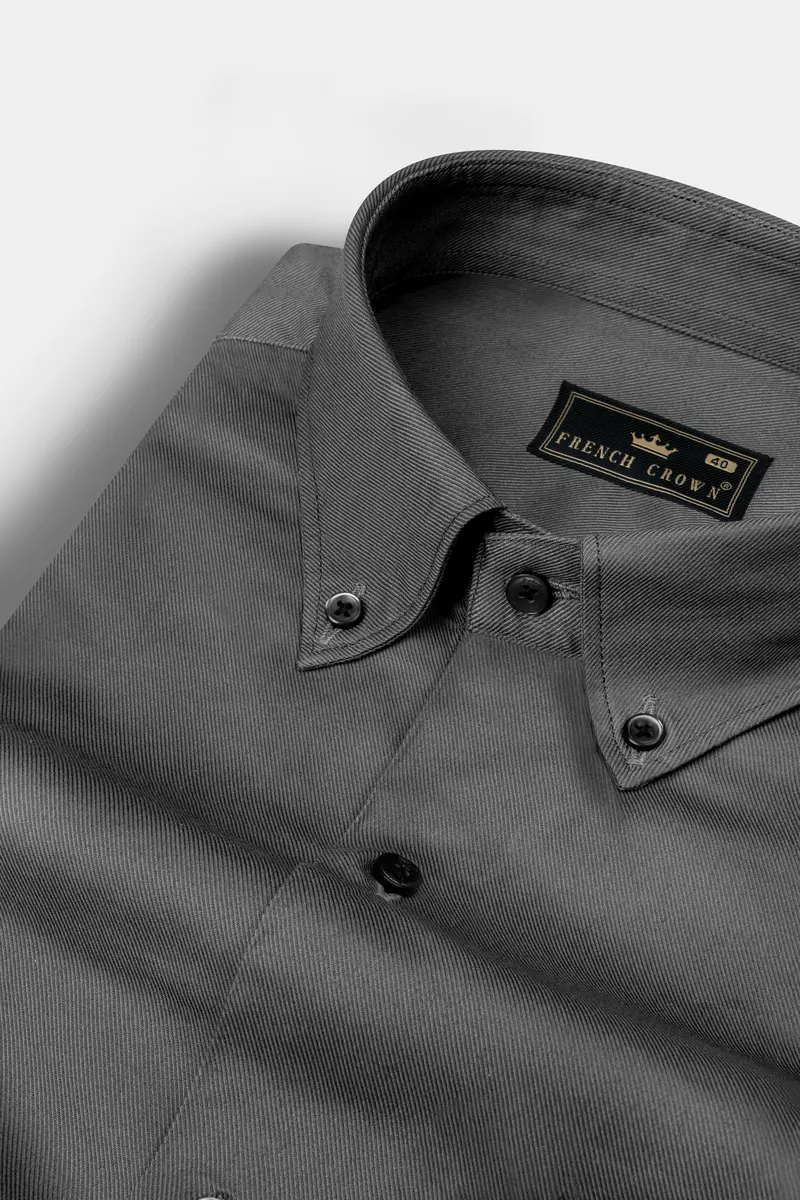 Ironside Gray Textured Twill Cotton Shirt 1