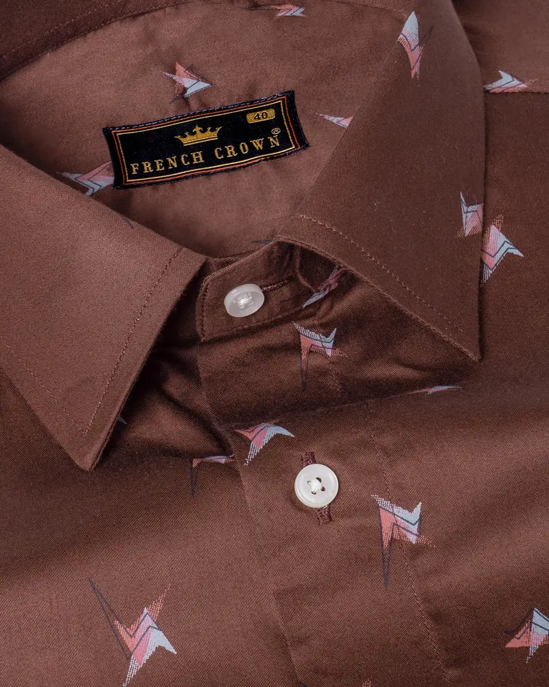 Ironstone Brown Printed Premium Satin Shirt 1