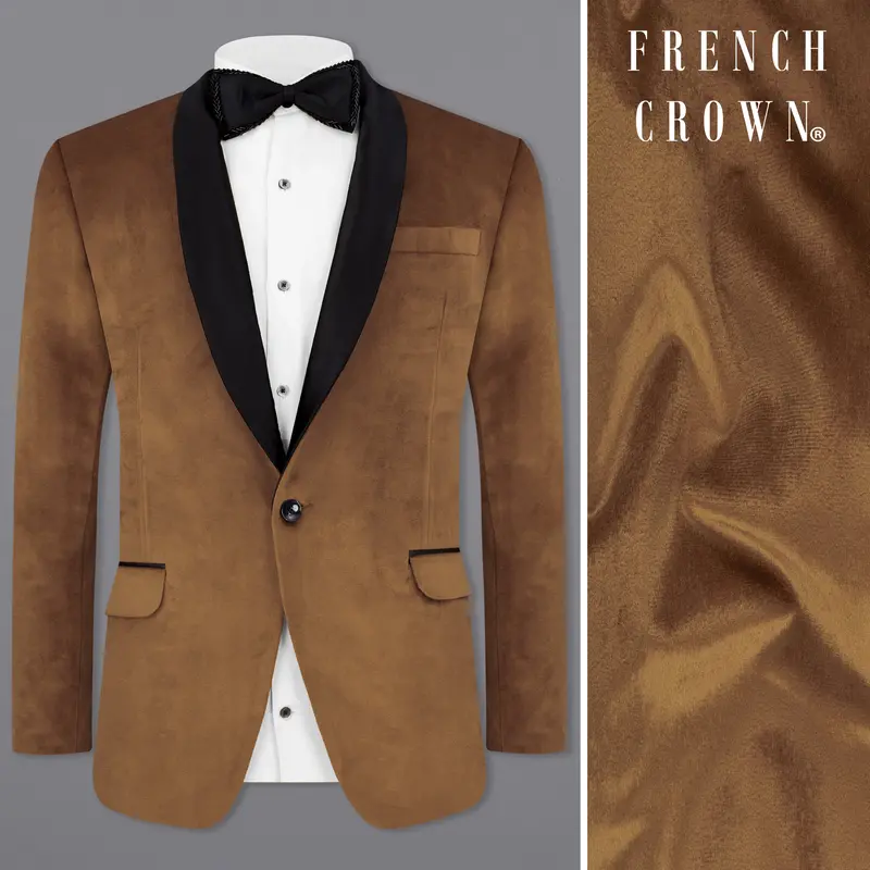 Ironstone Brown Velvet Tuxedo Designer Blazer 1