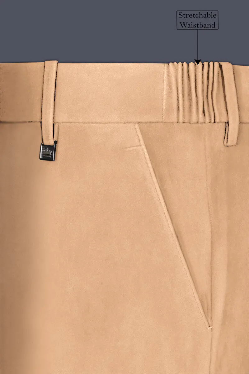 Ivorel-Fawn Cream Velvet Stretchable Waistband Pant 6