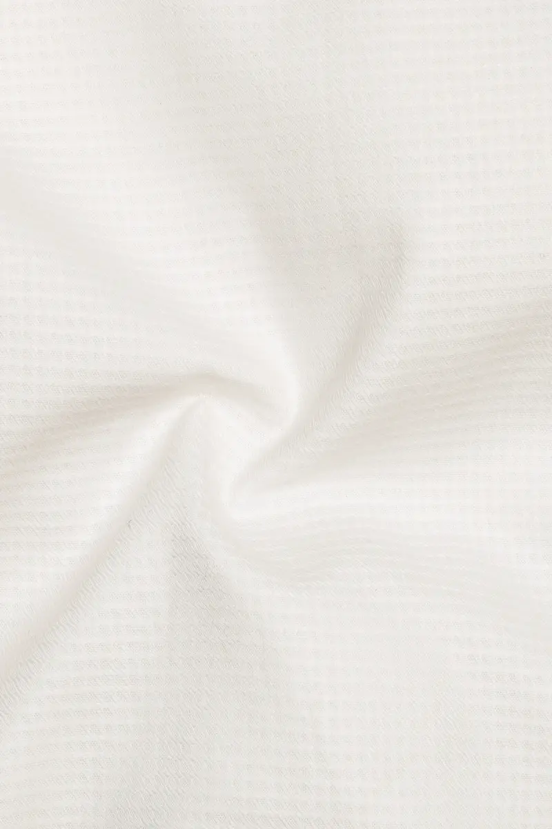 Ivoreo-Eggshell White Dobby Textured Super Soft Premium Cotton Dress Shirt 3