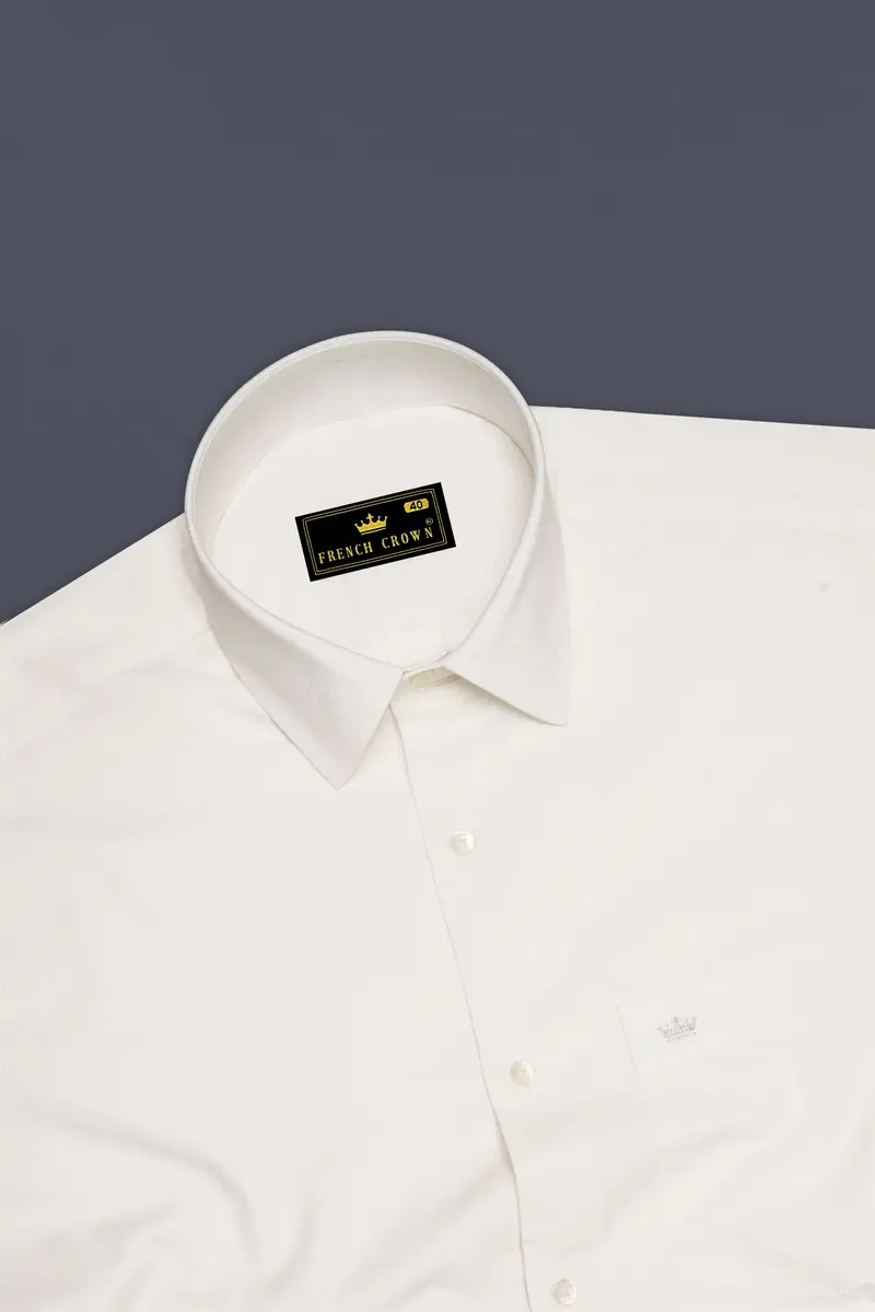 Ivoreo-Eggshell White Dobby Textured Super Soft Premium Cotton Dress Shirt 5