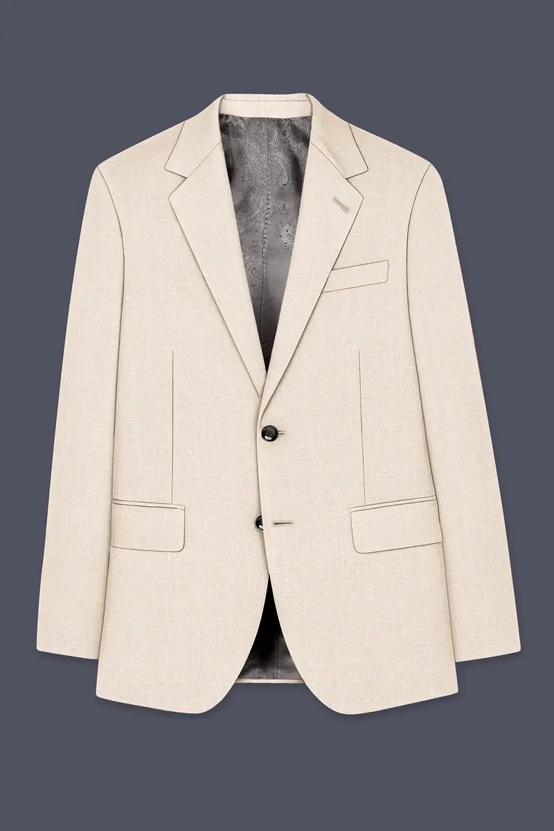 Ivoreo-Merino Cream Luxurious Linen Single Breasted Stretchable Traveler Blazer 7