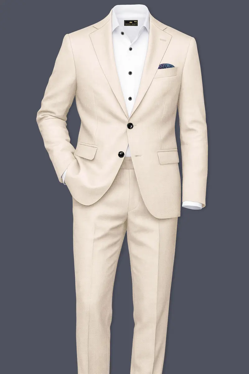 Ivoreo-Merino Cream Luxurious Linen Single Breasted Stretchable Traveler Blazer 9