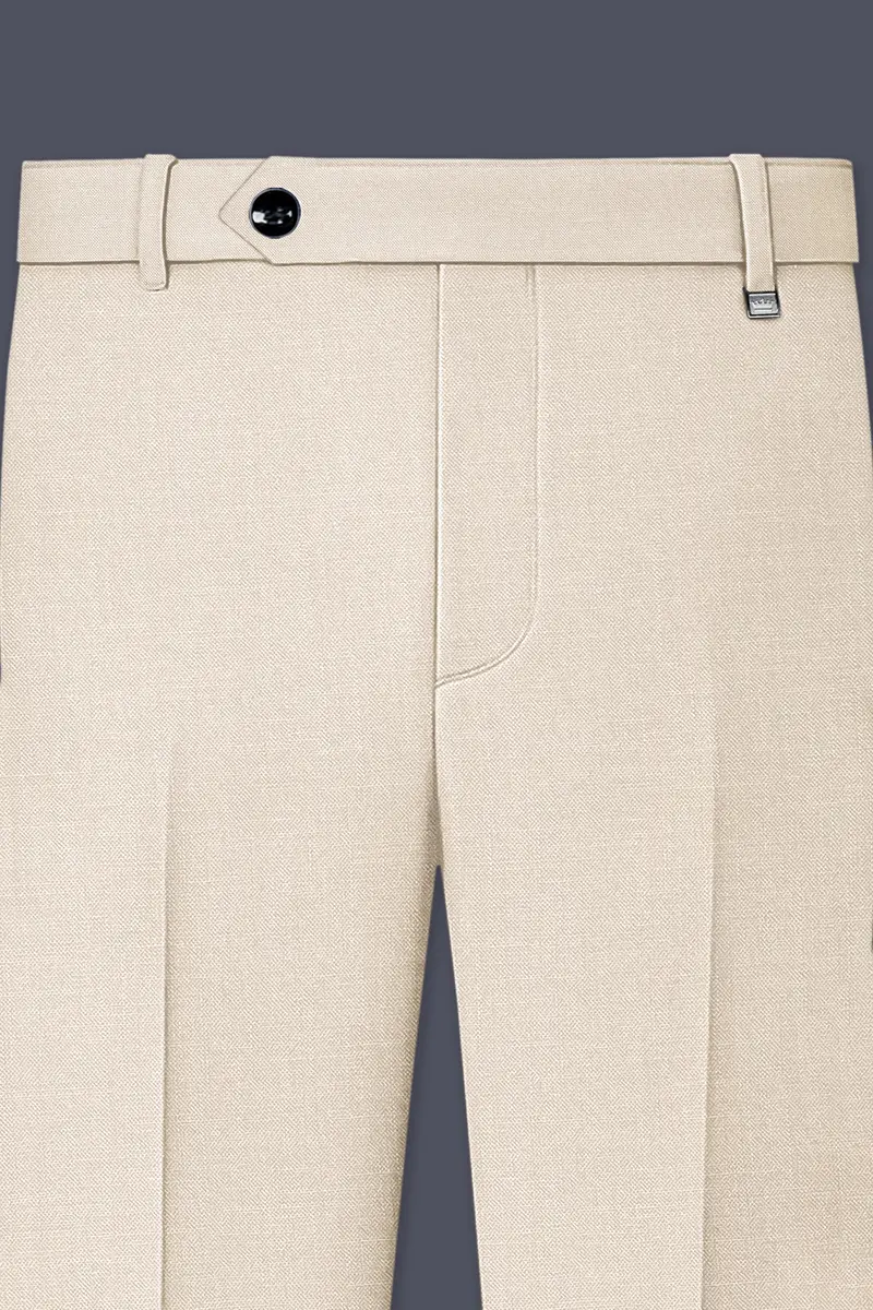 Ivoreo-Merino Cream Luxurious Linen Single Breasted Stretchable Traveler Suit 13