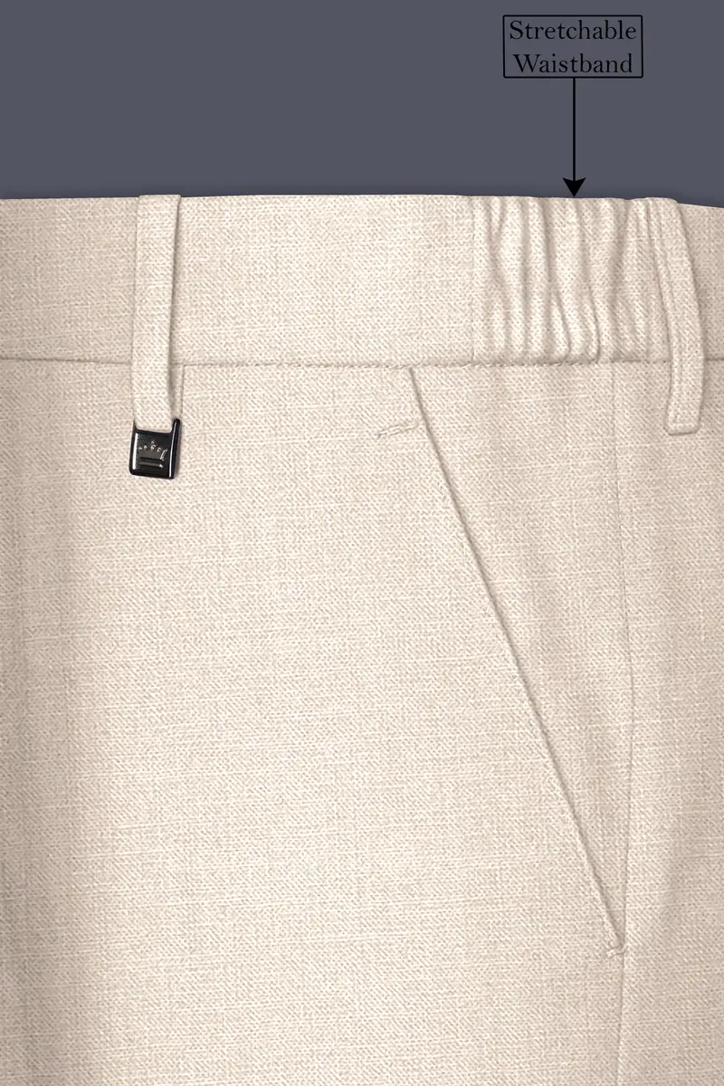 Ivoreo-Merino Cream Luxurious Linen Single Breasted Stretchable Traveler Suit 16