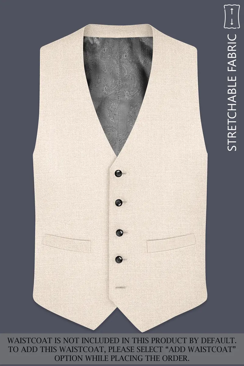 Ivoreo-Merino Cream Luxurious Linen Single Breasted Stretchable Traveler Suit 17
