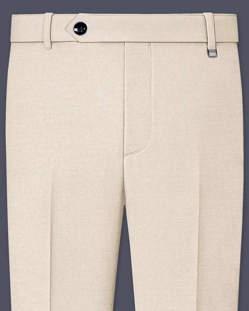 Ivoreo-Merino Cream Luxurious Linen Stretchable Waistband Pant 1