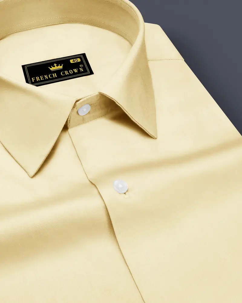 Ivoro Almond Cream Subtle Sheen Super Soft Premium Cotton Dress Shirt 1