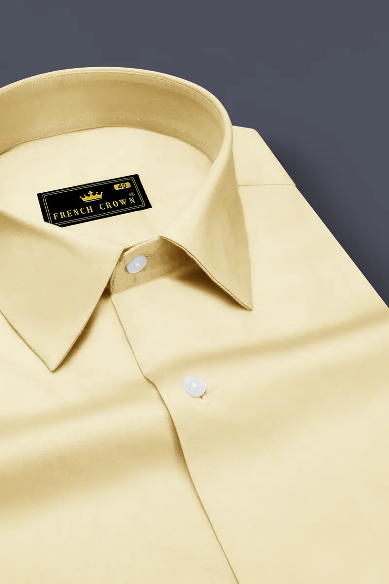 Ivoro Almond Cream Subtle Sheen Super Soft Premium Cotton Dress Shirt 2