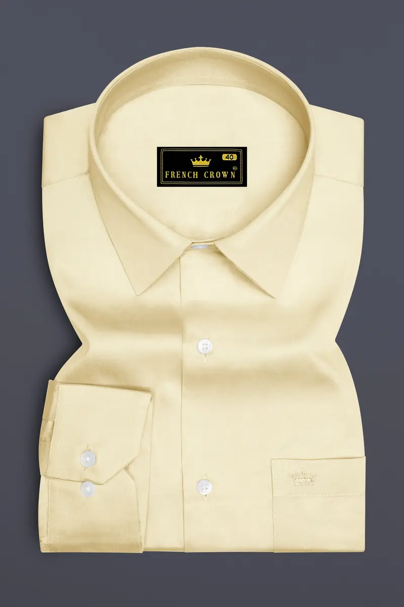 Ivoro Almond Cream Subtle Sheen Super Soft Premium Cotton Dress Shirt 4