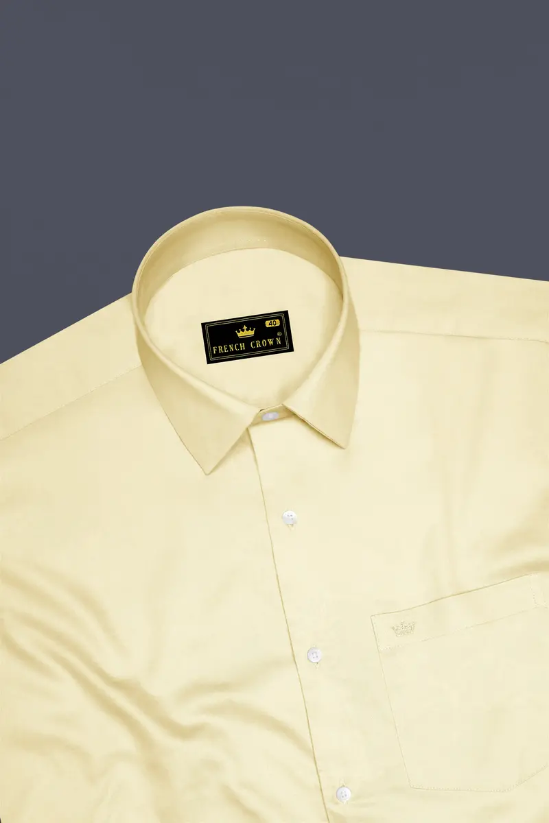 Ivoro Almond Cream Subtle Sheen Super Soft Premium Cotton Dress Shirt 5