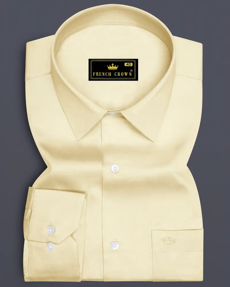 Ivoro Almond Cream Subtle Sheen Super Soft Premium Cotton Dress Shirt 6