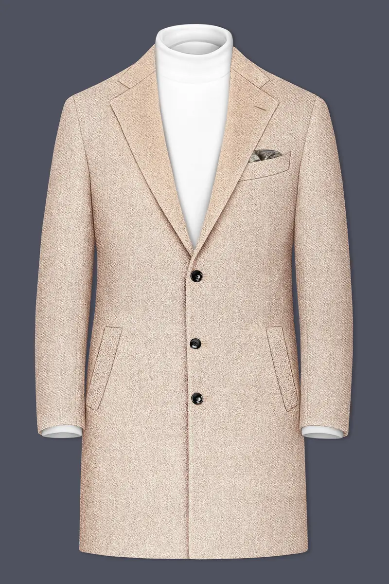 Ivoro-Bizarre Cream Textured Tweed Single Breasted Overcoat 2