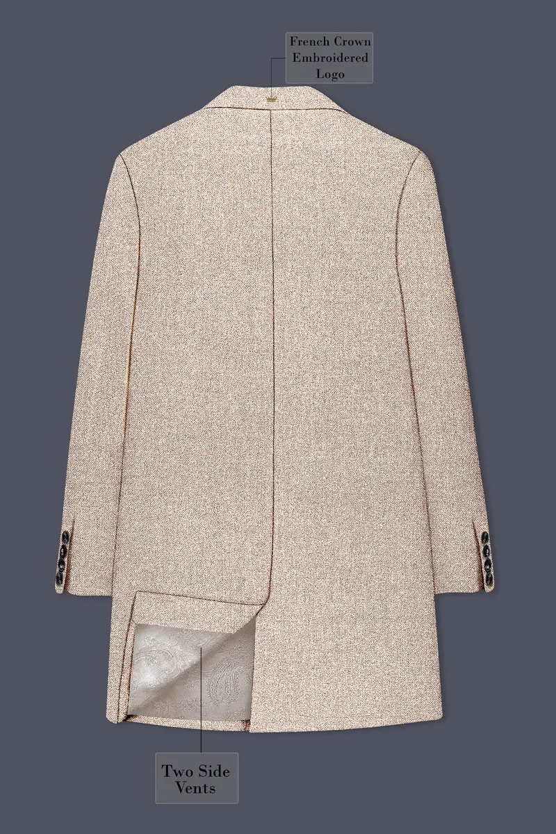 Ivoro-Bizarre Cream Textured Tweed Single Breasted Overcoat 8