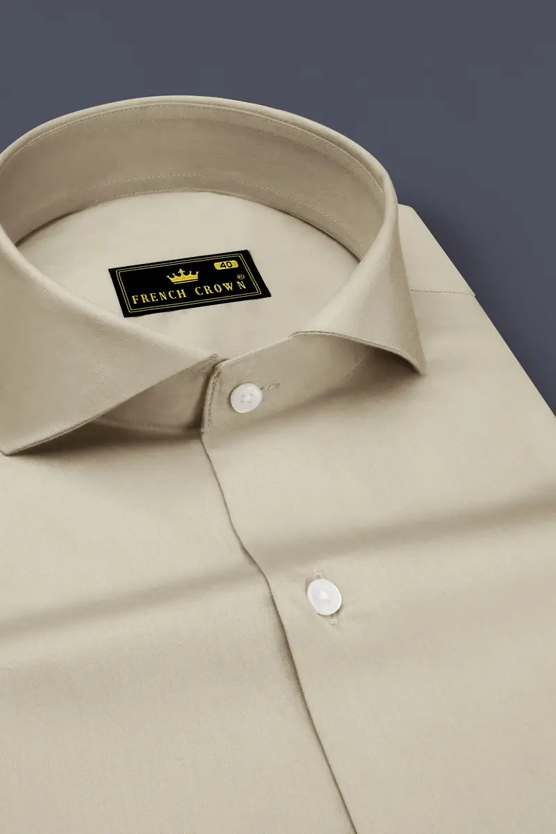 Ivoro-Malta Cream Subtle Sheen Super Soft Premium Cotton Cut Away Collar Dress Shirt 2