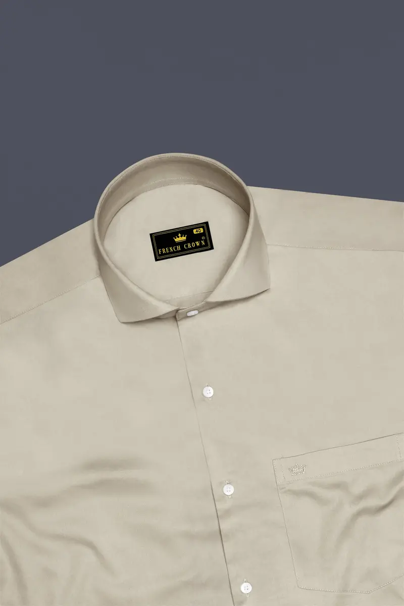 Ivoro-Malta Cream Subtle Sheen Super Soft Premium Cotton Cut Away Collar Dress Shirt 5