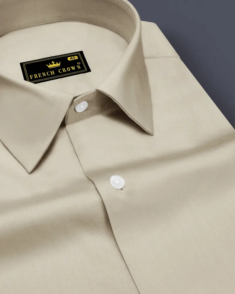Ivoro-Malta Cream Subtle Sheen Super Soft Premium Cotton Dress Shirt 1