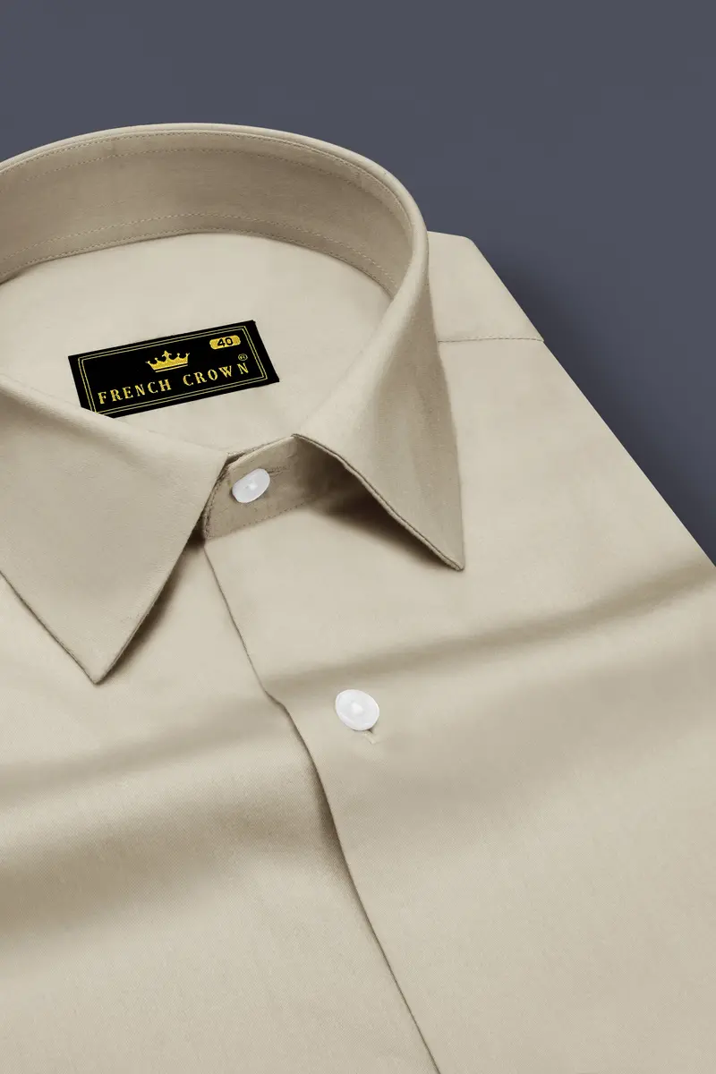Ivoro-Malta Cream Subtle Sheen Super Soft Premium Cotton Dress Shirt 2