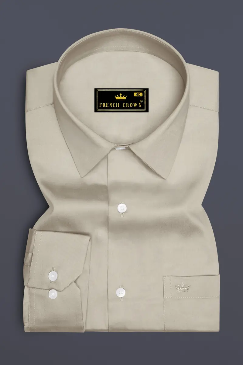 Ivoro-Malta Cream Subtle Sheen Super Soft Premium Cotton Dress Shirt 4