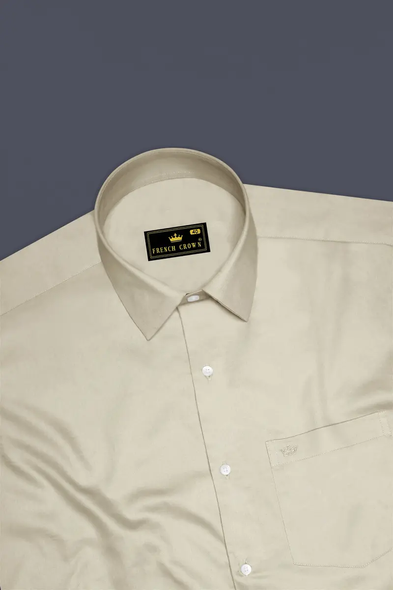 Ivoro-Malta Cream Subtle Sheen Super Soft Premium Cotton Dress Shirt 5