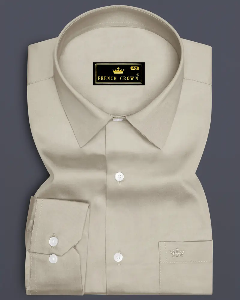 Ivoro-Malta Cream Subtle Sheen Super Soft Premium Cotton Dress Shirt 6