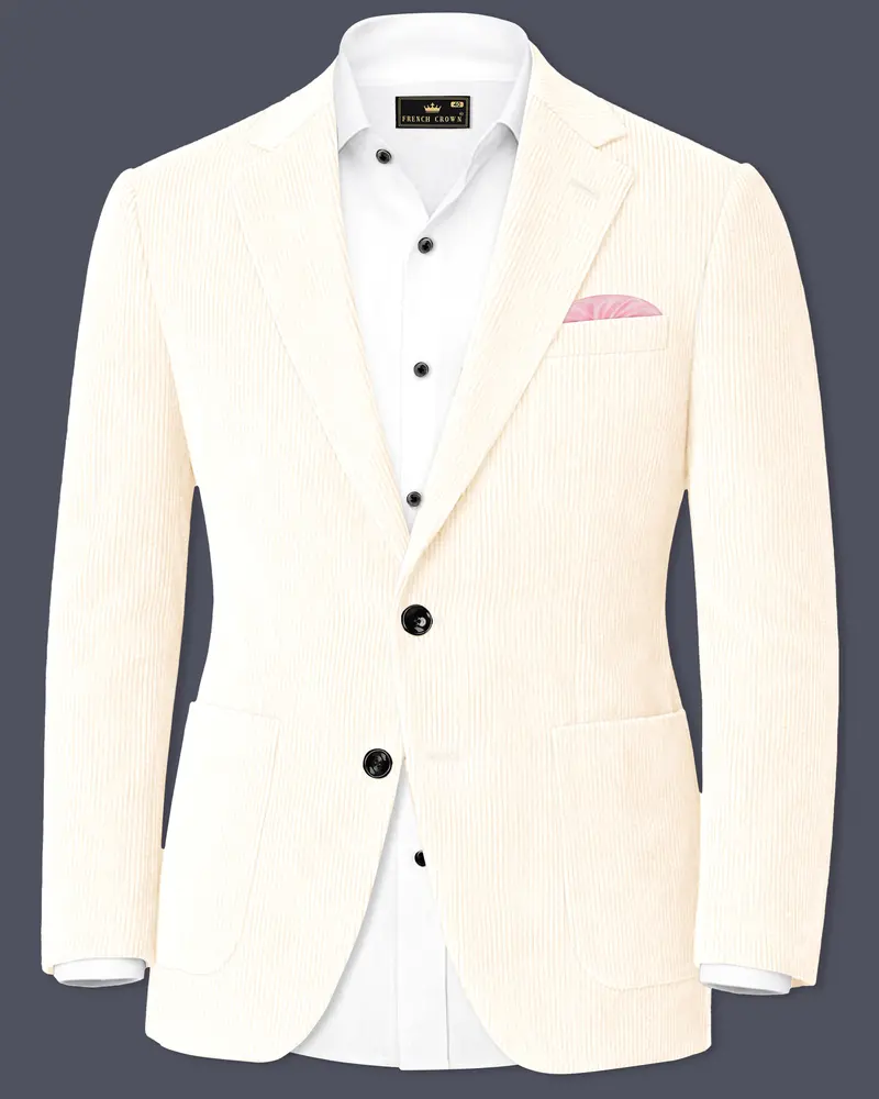 Ivoro-Swizzle Cream Corduroy Premium Single Breasted Sports Blazer 1