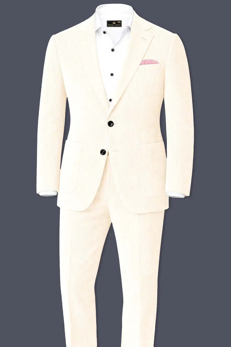 Ivoro-Swizzle Cream Corduroy Premium Single Breasted Sports Blazer 10