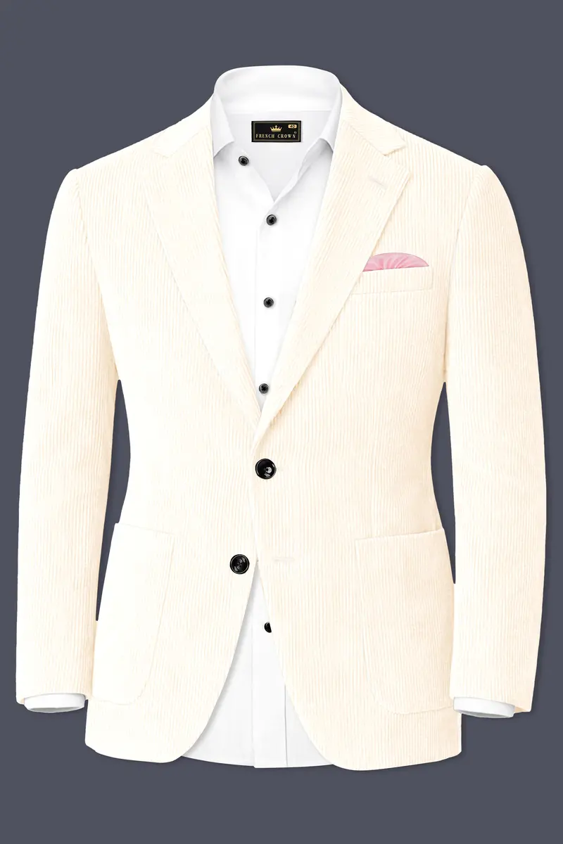 Ivoro-Swizzle Cream Corduroy Premium Single Breasted Sports Blazer 2