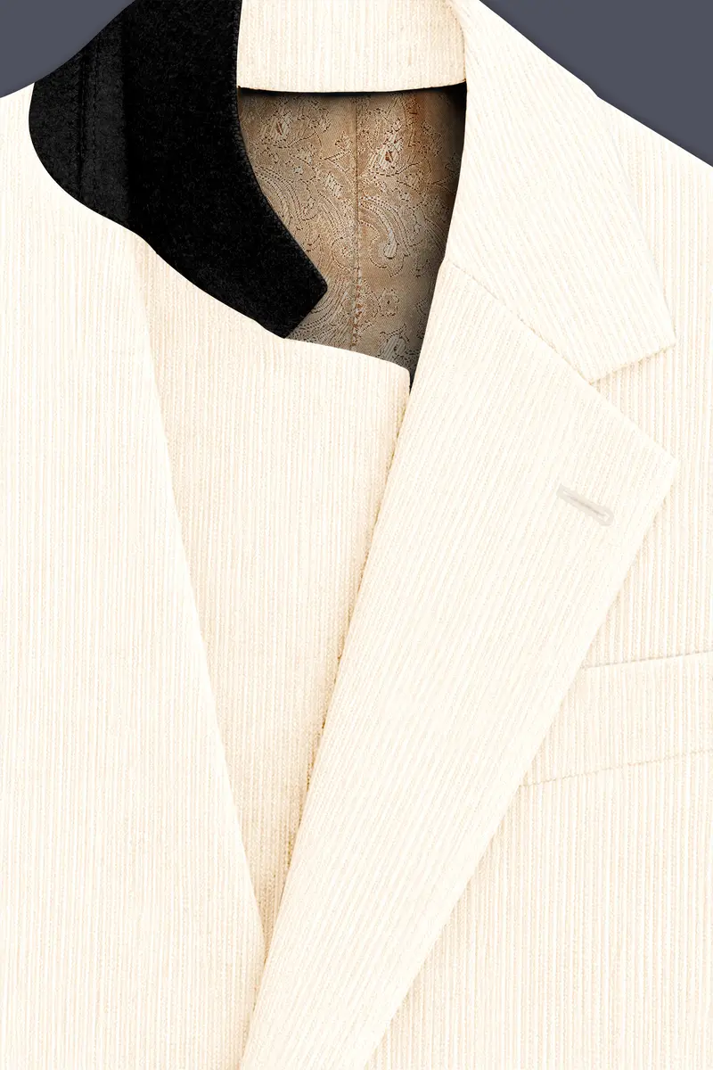 Ivoro-Swizzle Cream Corduroy Premium Single Breasted Sports Blazer 5