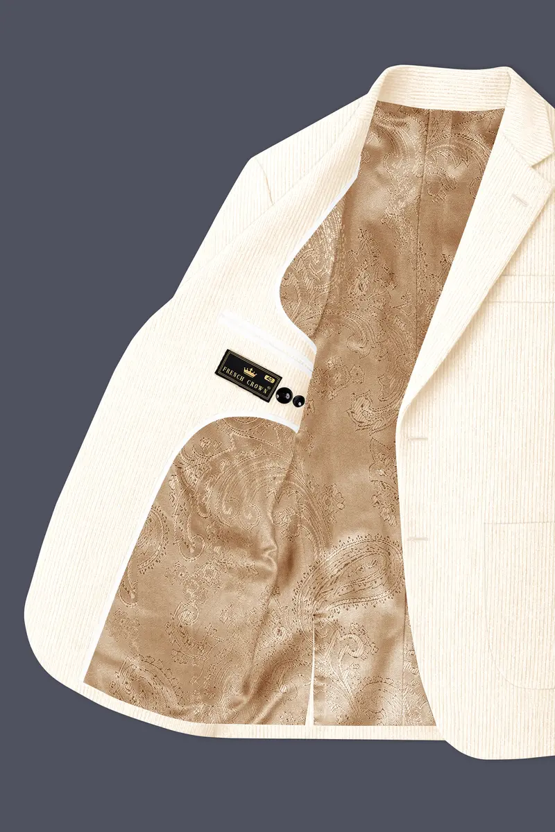 Ivoro-Swizzle Cream Corduroy Premium Single Breasted Sports Blazer 6