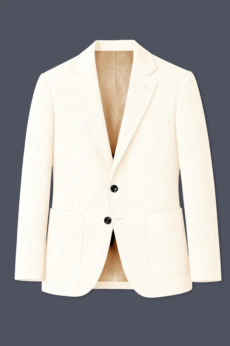 Ivoro-Swizzle Cream Corduroy Premium Single Breasted Sports Blazer 8