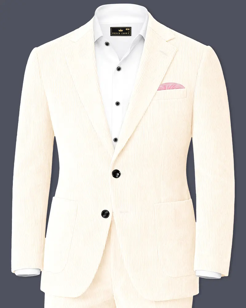 Ivoro-Swizzle Cream Corduroy Premium Single Breasted Sports Suit 1