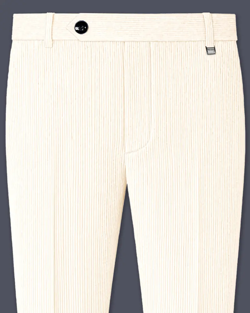Ivoro-Swizzle Cream Corduroy Premium Stretchable Waistband Pant 1