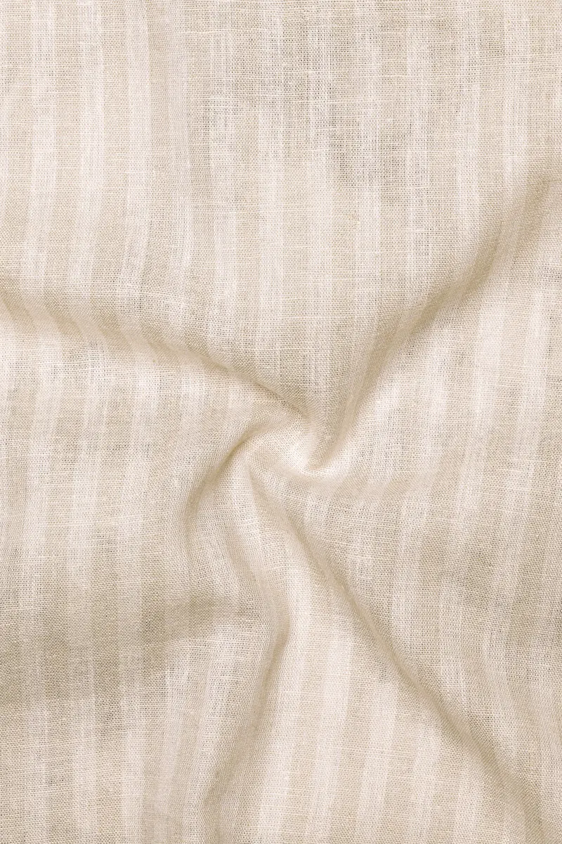 Ivoro-Vanilla Cream Striped Luxurious Linen Casual Kurta Shirt 3