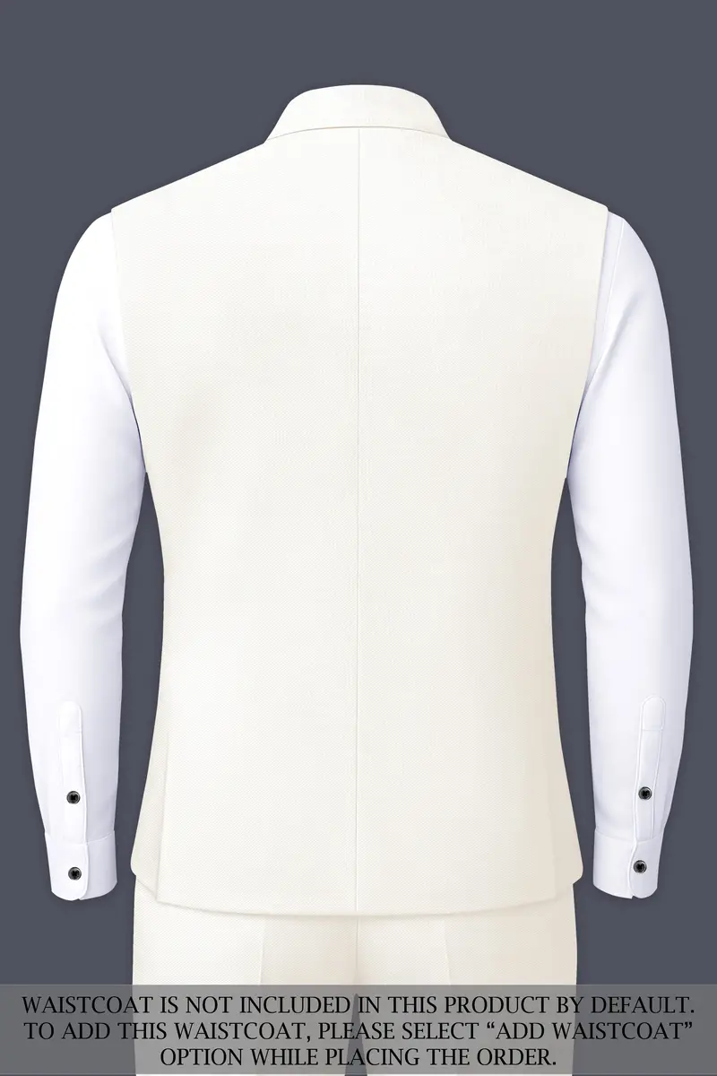 Ivory-Cararra Cream Wool Rich Cross Placket Bandhgala Slight Stretch Suit 16