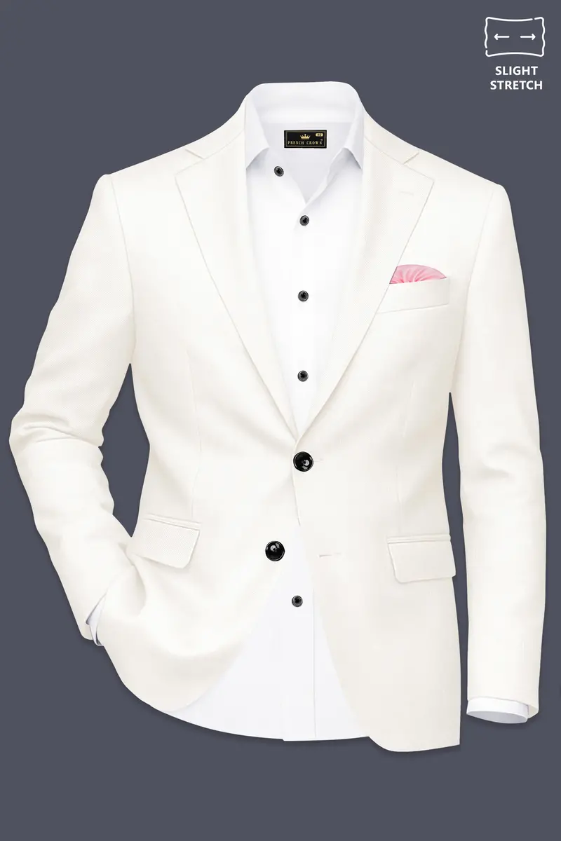 Ivory-Cararra Cream Wool Rich Single Breasted Slight Stretch Suit 10