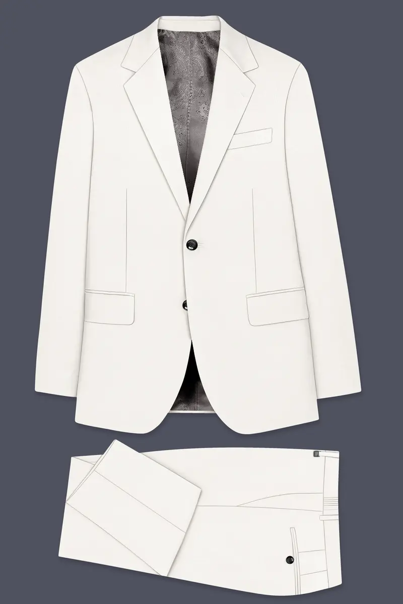 Ivory-Cararra Cream Wool Rich Single Breasted Slight Stretch Suit 11