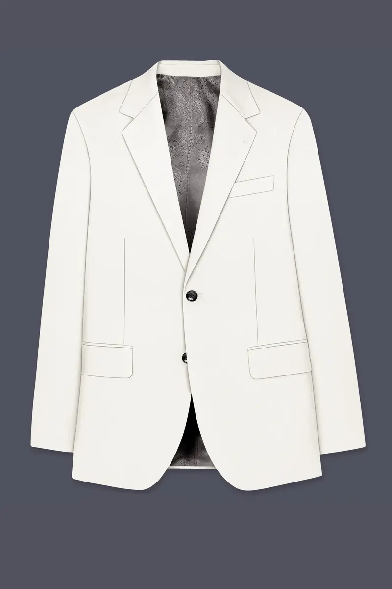 Ivory-Cararra Cream Wool Rich Single Breasted Slight Stretch Suit 8