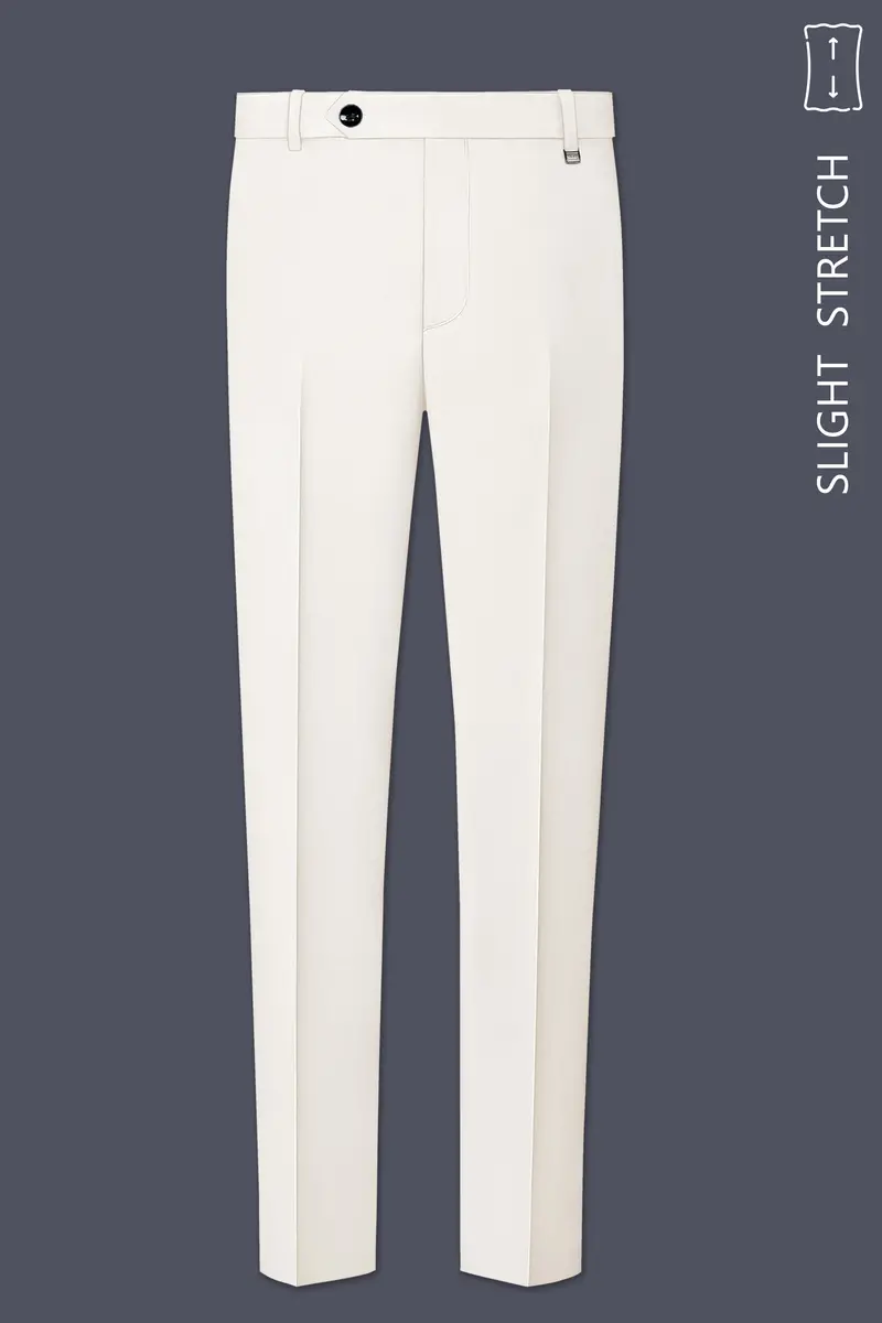Ivory-Cararra Cream Wool Rich Slight Stretch Pant 2