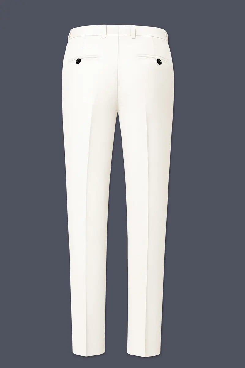 Ivory-Cararra Cream Wool Rich Slight Stretch Pant 5