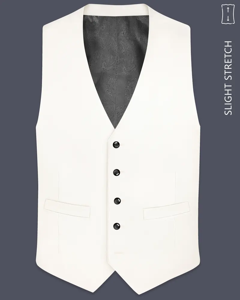 Ivory-Cararra Cream Wool Rich Slight Stretch Waistcoat 1