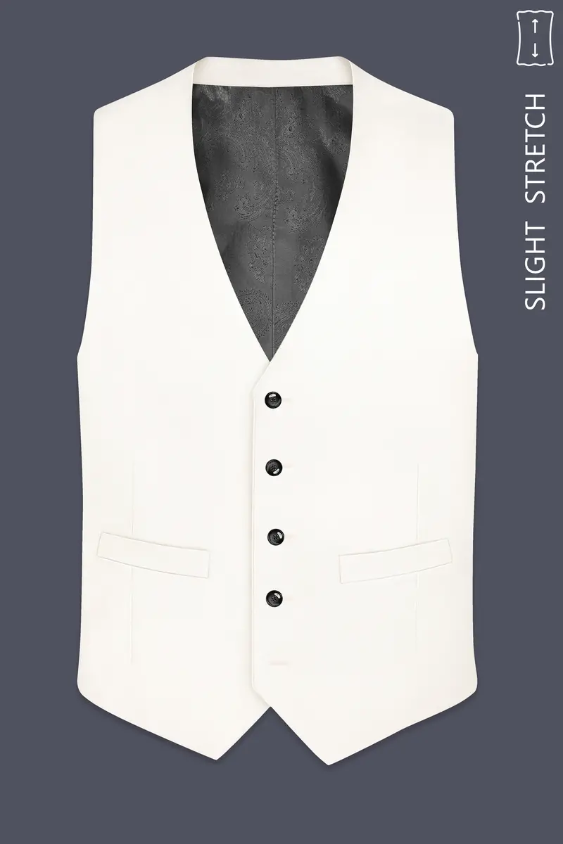 Ivory-Cararra Cream Wool Rich Slight Stretch Waistcoat 2