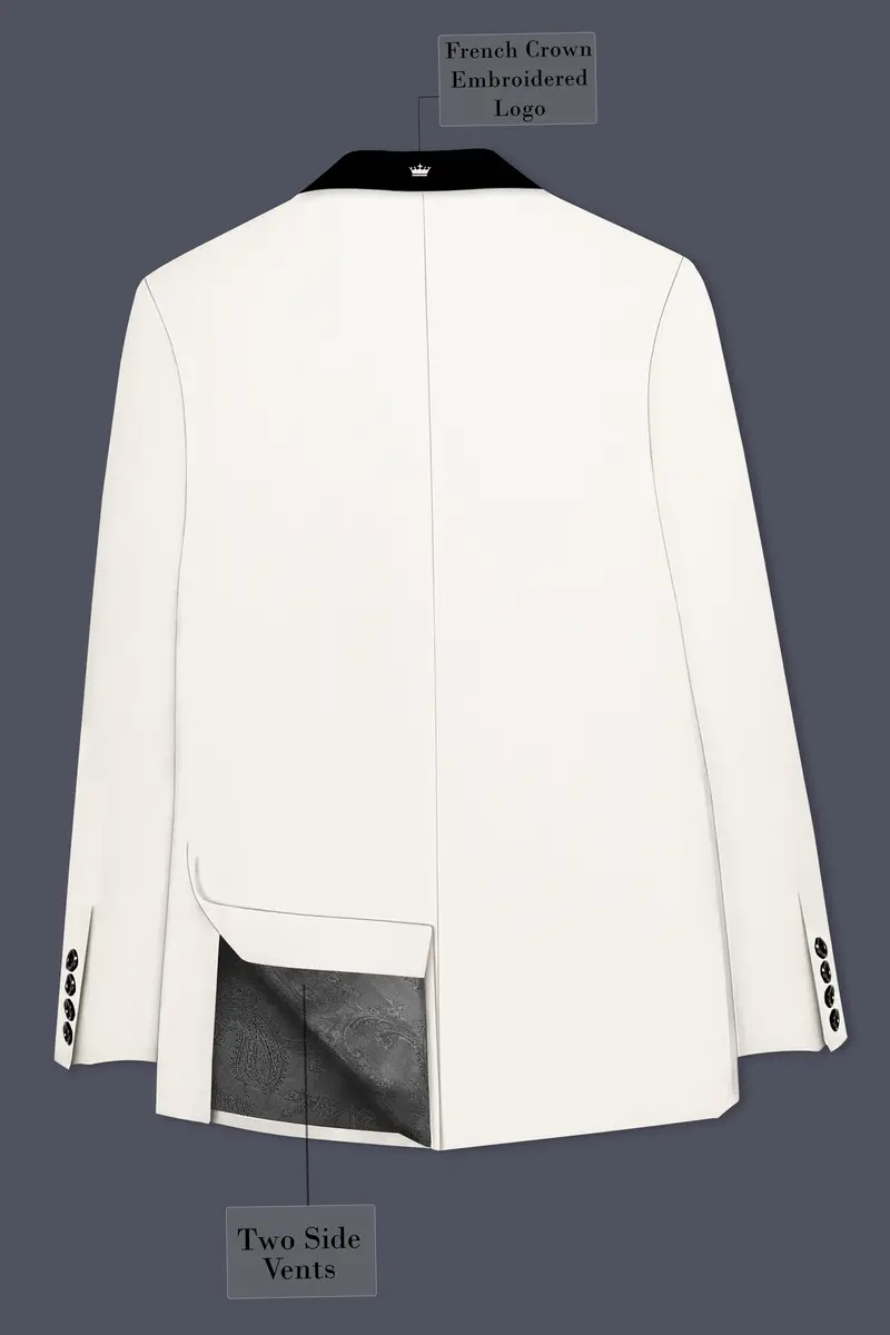 Ivory-Cararra Cream Wool Rich Tuxedo Slight Stretch Blazer 8