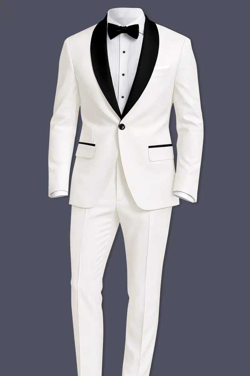Ivory-Cararra Cream Wool Rich Tuxedo Slight Stretch Blazer 9