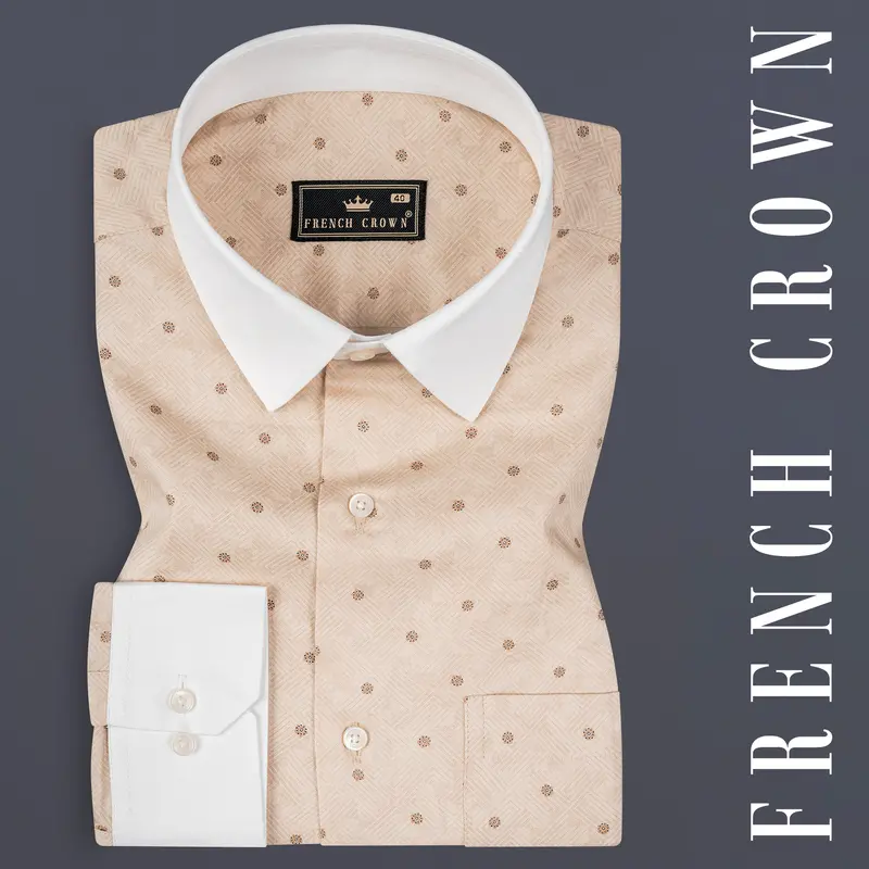 Ivory Cream Printed Subtle Sheen Super Soft Premium Cotton Shirt 1