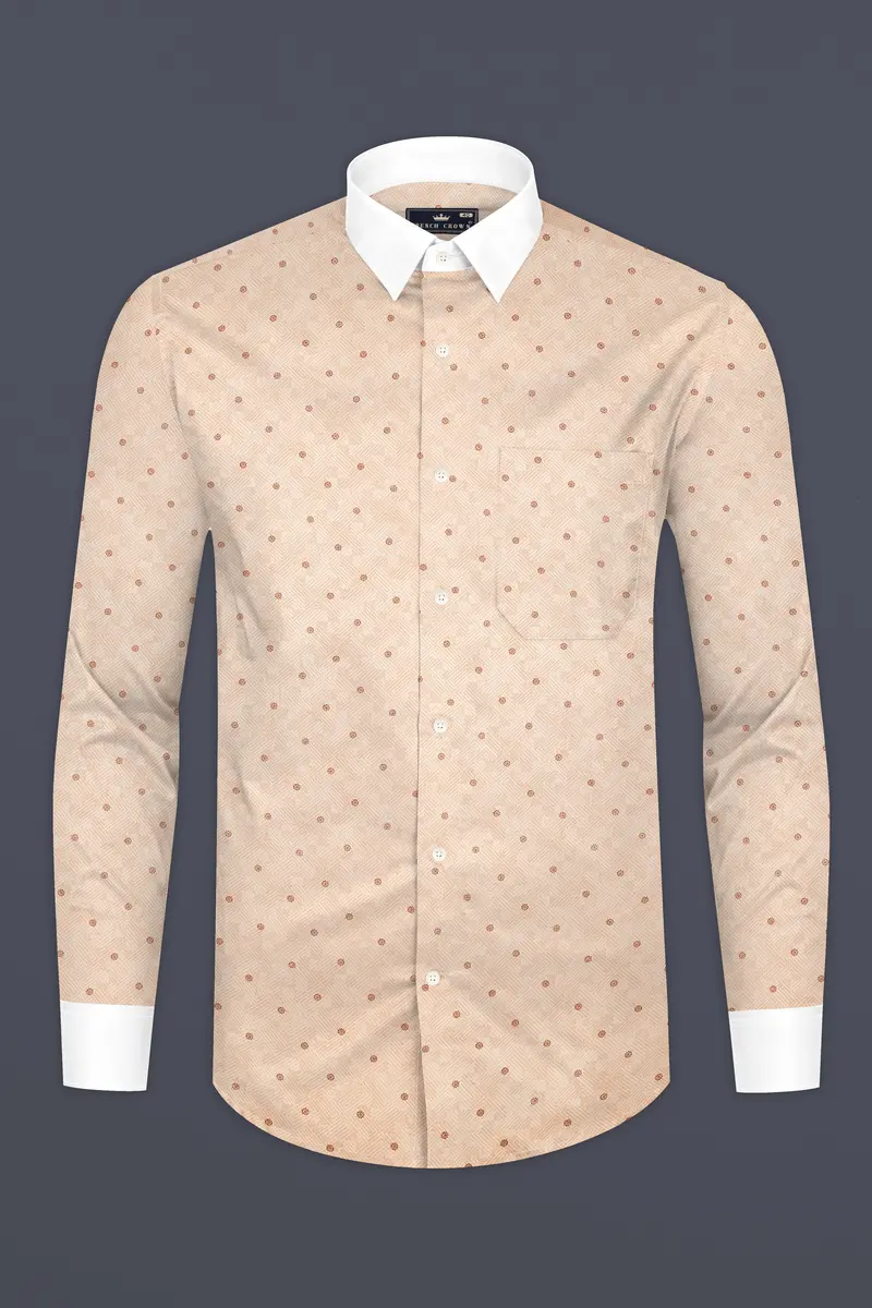 Ivory Cream Printed Subtle Sheen Super Soft Premium Cotton Shirt 5