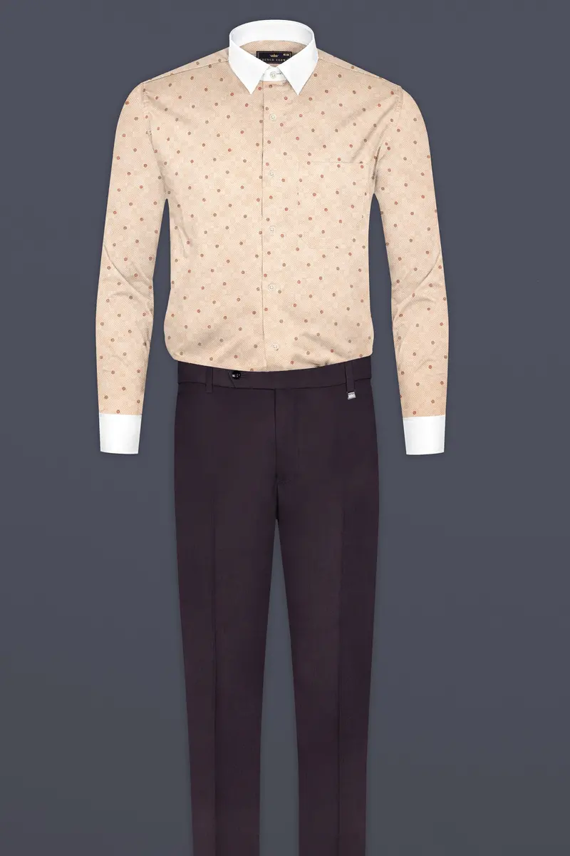 Ivory Cream Printed Subtle Sheen Super Soft Premium Cotton Shirt 7
