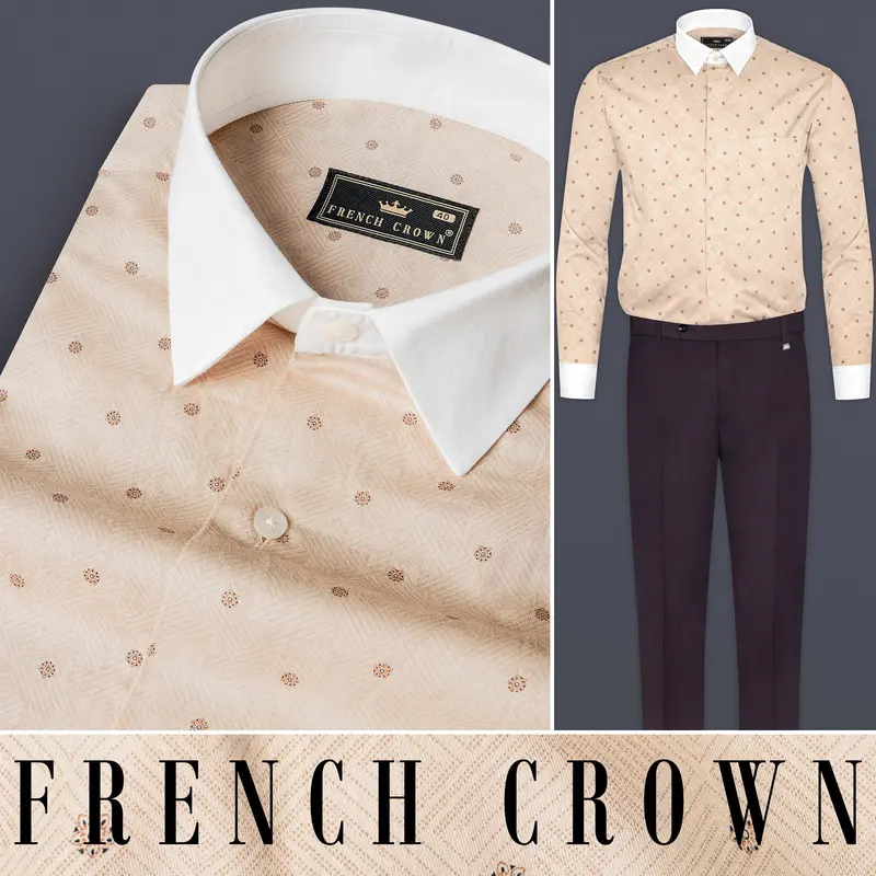 Ivory Cream Printed Subtle Sheen Super Soft Premium Cotton Shirt 9