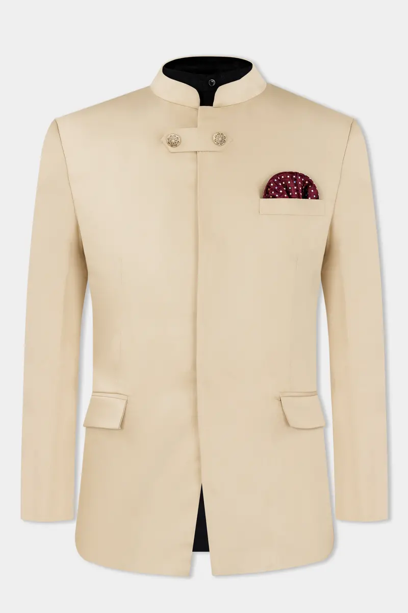 Ivory Cream Wool Rich Bandhgala Designer Blazer 2